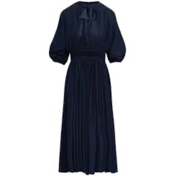 Andrea’s Lookbook X Joe’s Jeans Navy Elle Blouson MIDI Dress Sz Medium - Picture 3 of 14